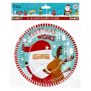 24 x Santa & Reindeer Paper Plates 10pk