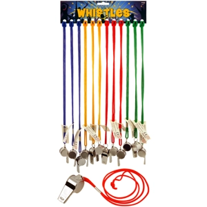 12 x Metal Whistles on Lanyards