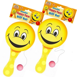 24 x Wooden Smiley Face Paddle Bats