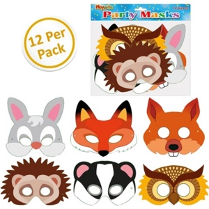 12 x Cardboard Woodland Animal Masks 12pk