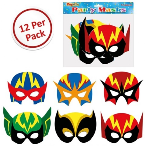 12 x Cardboard Super Hero Masks 12pk
