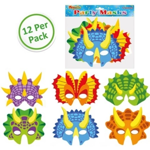 12 x Cardboard Dinosaur Masks 12pk