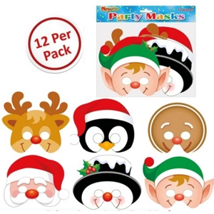 12 x Cardboard Christmas Masks 12pk