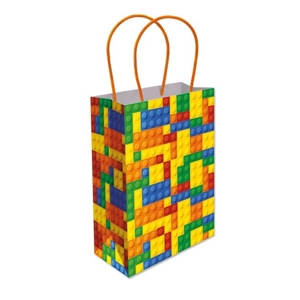 12 x Bricks Paper Party Bag W/Handles