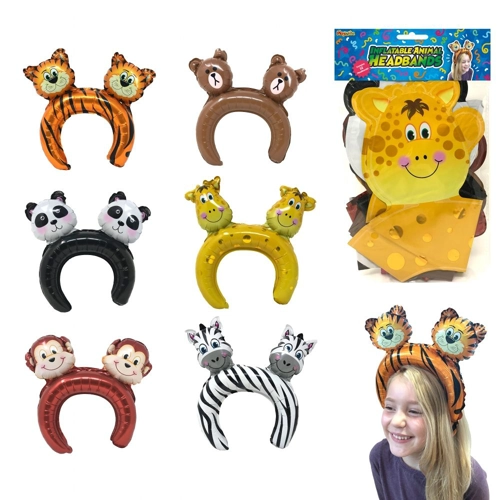 12 x Inflatable Jungle Animal Headbands 12pk