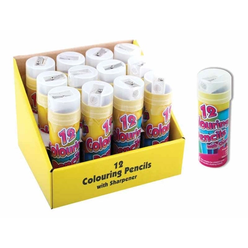 12 x Half Size Colouring Pencils 12pk + Sharpener