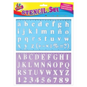 12 x Alphabet & Number Stencil Set 2pk