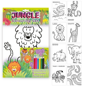 12 x Jungle Animal Colouring Sets