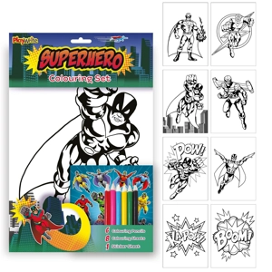 12 x Superhero Colouring Sets