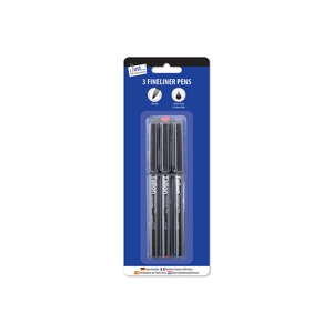 12 x Black Fineliner Pens 3pk