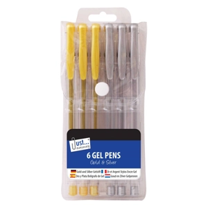 12 x Gold & Silver Gel Pens 6pk