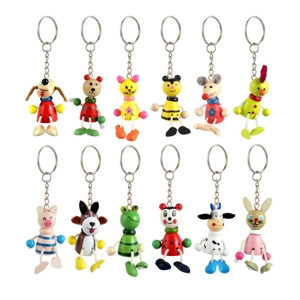 60 x Wooden Animal Keyrings