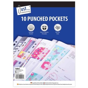 12 x Clear Plastic Punched Pockets 10pk