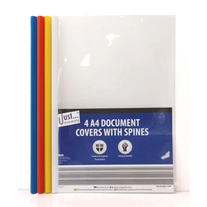 12 x Clear A4 Document Covers With Spines 4pk