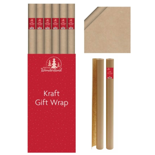 36 x Kraft Paper Gift Wrap Rolls 4m