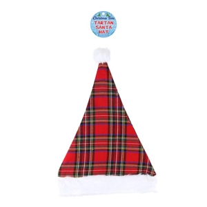 12 x Tartan Santa Hats