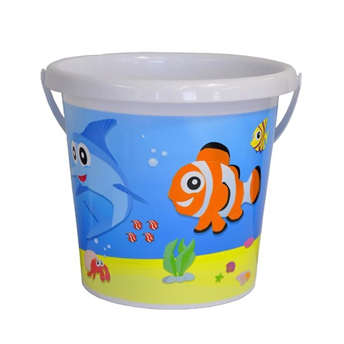 24 x Printed Fish Beach Buckets 17cm