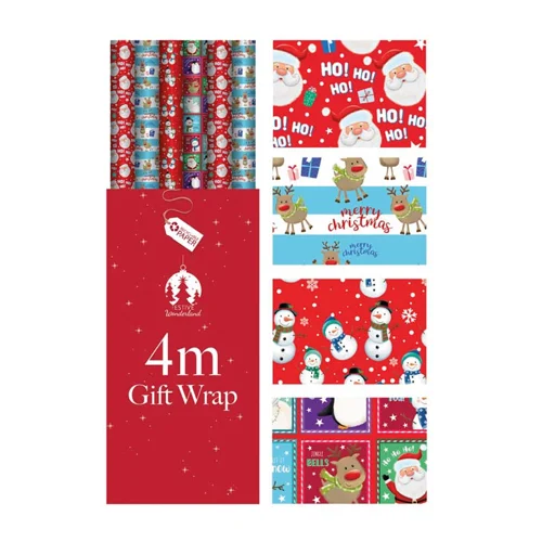 36 x Kids Christmas Gift Wrap Rolls 4m