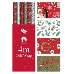 36 x Traditional Christmas Gift Wrap Rolls 4m