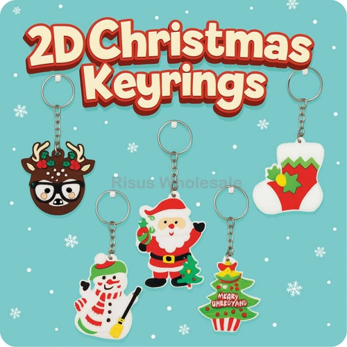 12 x Christmas 2d Keyrings