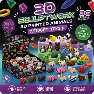 72 x 3D Printed Animal Fidget Toys