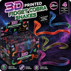 24 x 3D Printed Fidget Cobra Snakes 8cm