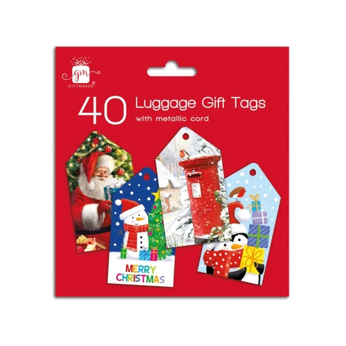 24 x Christmas Traditional & Cute Luggage Gift Tags 40pk