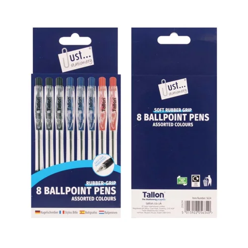12 x Retractable Rubber Grip Ballpoint Pens