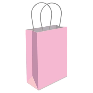 12 x Baby Pink Paper Party Bag W/Handles