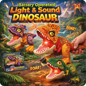 6 x Battery Operated Light & Sound Dinosaurs