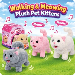 3 x Walking & Meowing Plush Pet Kittens
