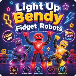 24 x Light Up Bendy Fidget Robots