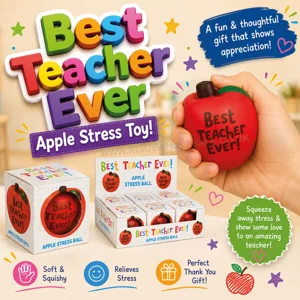 12 x Best Teacher Ever Apple Stress Toy
