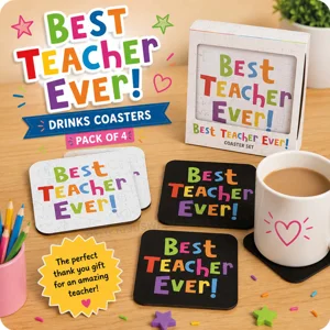 24 x Best Teacher Ever Coasters 4pk