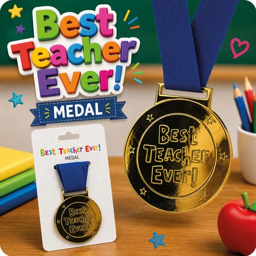 24 x Best Teacher Ever Metal Medals