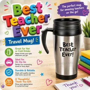12 x Best Teacher Ever Double Wall Travel Mugs