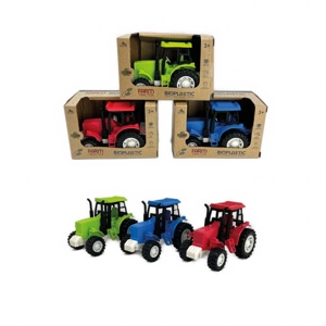 12 x Bio-Plastic Farm Tractors 12cm