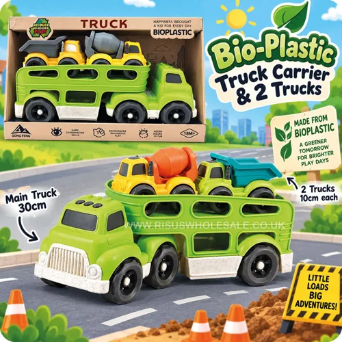 1 x Bio-Plastic Truck Carrier & 2 Trucks