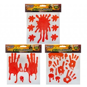 24 x Halloween Bloody Hand Gel Window Stickers