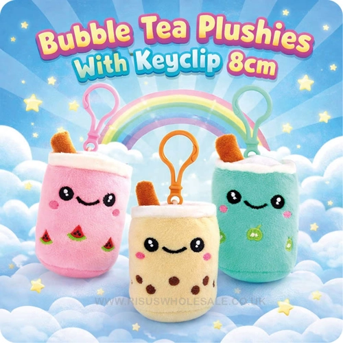 12 x Bubble Tea Plushies With Keyclip 8cm
