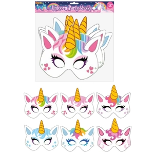 12 x Cardboard Unicorn Masks 12pk