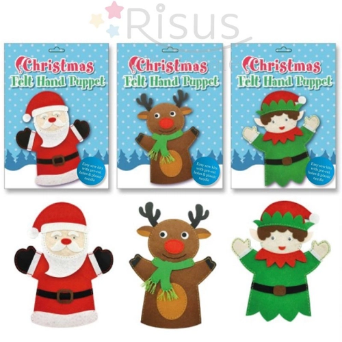 12 x Christmas Felt Hand Puppet Craft Kits