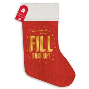 12 x Fill This Up Hessian Christmas Stockings