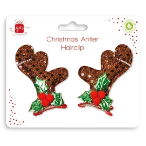 12 x Christmas Antler Hair Clips