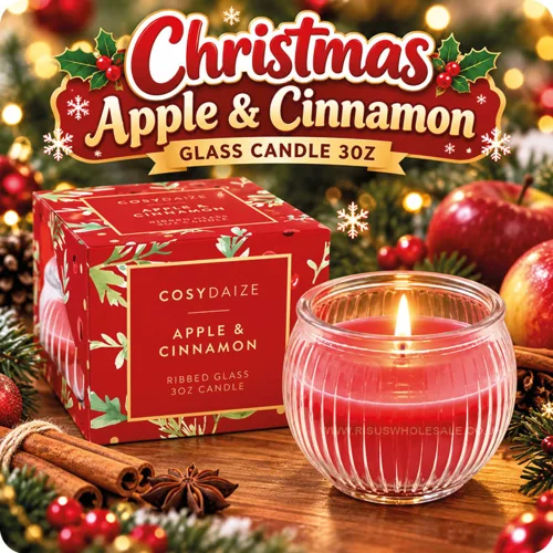 24 x Christmas Apple & Cinnamon Glass Candles 3oz