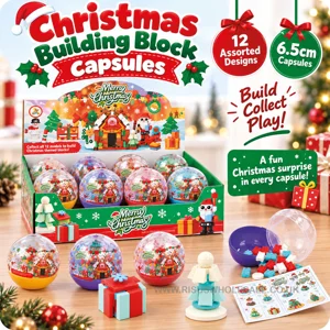 12 x Christmas Building Block Capsules 6.5cm