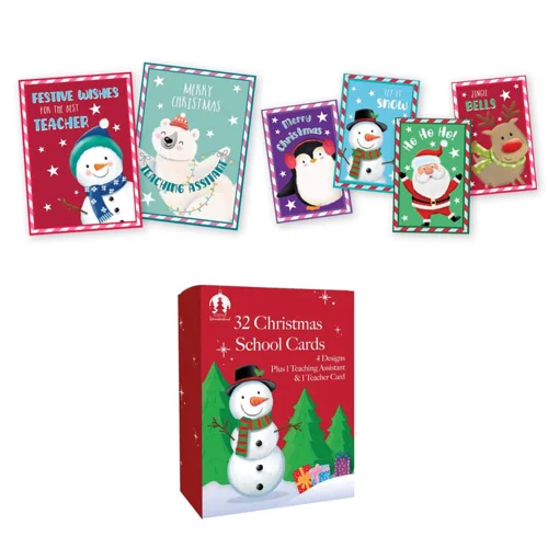 12 x Christmas Cards - 32 Kids School Pack