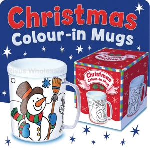 12 x Colour In Christmas Mugs