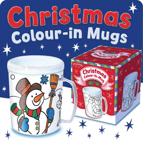 12 x Colour In Christmas Mugs