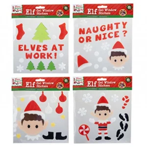 24 x Christmas Elf Window Gel Stickers